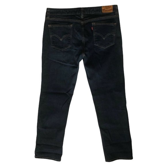 Levi's 552 Mid-Rise Straight Dark Wash Denim Jeans Stretch 33"x30"  Women's 16M - Picture 3 of 8